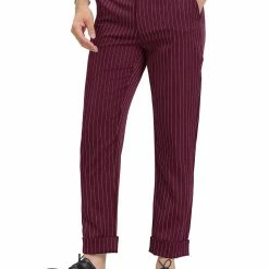Allegra K Men's Dress Pants Slim Fit Vertical Stripes Flat Front Chino Pants Trousers