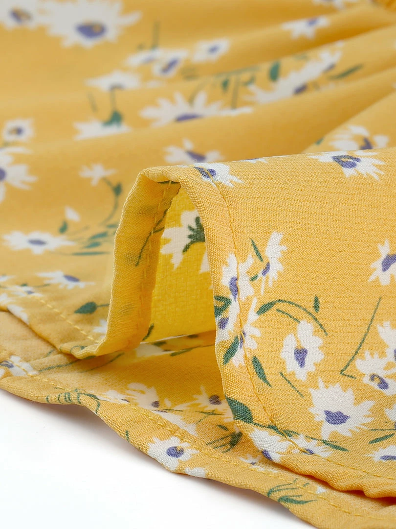 Allegra K Women's Floral Tie Waist Ruffled Strap Tank Top Peplum Blouse 9 Allegra K Women's Floral Tie Waist Ruffled Strap Tank Top Peplum Blouse