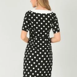 Allegra K Women's Wrap Front Shift Dress Vintage Polka Dots Dress 14 Allegra K Women's Wrap Front Shift Dress Vintage Polka Dots Dress