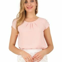 Allegra K Women's Pleated Front Button Closure Sleeve Office Business Blouse Tops 11 Allegra K Women's Pleated Front Button Closure Sleeve Office Business Blouse Tops