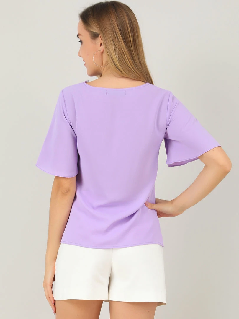 Allegra K Women's Butterfly Sleeves Casual Lace Neck Blouse 8 Allegra K Women's Butterfly Sleeves Casual Lace Neck Blouse