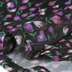 Allegra K Women's Floral Blouse Sheer Ruched Crop Top