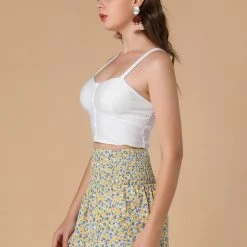 Allegra K Women's Smocked Waist Ruched Tiered A-Line Ditsy Floral Shorts