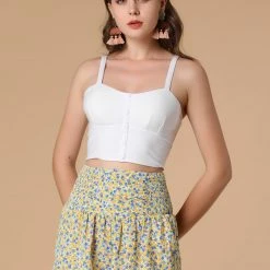 Allegra K Women's Smocked Waist Ruched Tiered A-Line Ditsy Floral Shorts