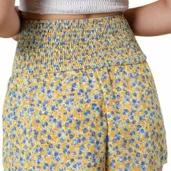 Allegra K Women's Smocked Waist Ruched Tiered A-Line Ditsy Floral Shorts