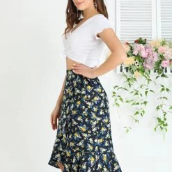 Allegra K Women Ruffle Skirt Tie Waist High Low Floral Wrap Skirt 31 Allegra K Women Ruffle Skirt Tie Waist High Low Floral Wrap Skirt