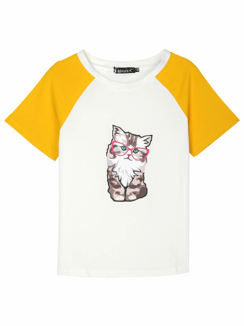 Allegra K Women's Summer Casual Short Sleeve Cartoon Cat Print T-shirt Tee 4 Allegra K Women's Summer Casual Short Sleeve Cartoon Cat Print T-shirt Tee