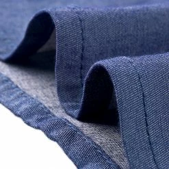 Allegra K Women's Peter Pan Collar Short Sleeve Belted Shift Chambray Denim Shirt Dress