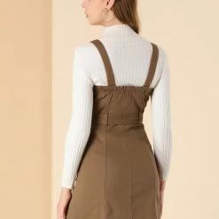 Women Allegra K Classic Adjustable Strap A-Line Overall Denim Dress 66 Women Allegra K Classic Adjustable Strap A-Line Overall Denim Dress