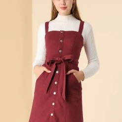 Women Allegra K Classic Adjustable Strap A-Line Overall Denim Dress 59 Women Allegra K Classic Adjustable Strap A-Line Overall Denim Dress