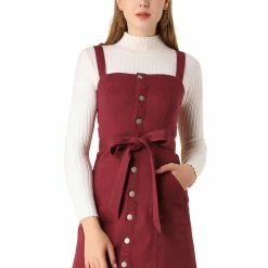 Women Allegra K Classic Adjustable Strap A-Line Overall Denim Dress 56 Women Allegra K Classic Adjustable Strap A-Line Overall Denim Dress