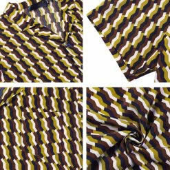 Allegra K Men's Summer Striped Short Sleeves Button Down Printed Hawaiian Shirt