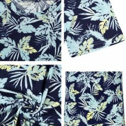 Allegra K Men's Summer Printed Short Sleeves Floral Hawaiian Longline T Shirt Tee