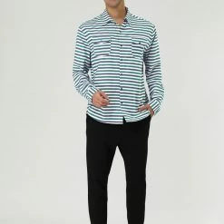 Allegra K Men's Overshirt Cotton Color Block Flannel Button Down Long Sleeve Striped Shirts