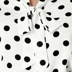 Allegra K Women's Polka Dots Ruffle Shoulder Elastic Cuff Bow Tie Neck Blouse 16 Allegra K Women's Polka Dots Ruffle Shoulder Elastic Cuff Bow Tie Neck Blouse