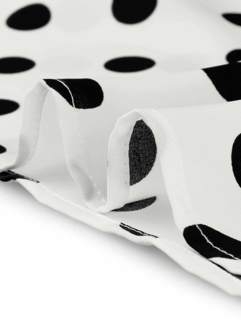 Allegra K Women's Polka Dots Ruffle Shoulder Elastic Cuff Bow Tie Neck Blouse 9 Allegra K Women's Polka Dots Ruffle Shoulder Elastic Cuff Bow Tie Neck Blouse