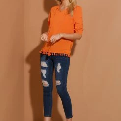 Allegra K Women's Textured Cotton Boho Tie Neck Long Sleeve Apricot Sunset Sorbet Tassel Tunic 11 Allegra K Women's Textured Cotton Boho Tie Neck Long Sleeve Apricot Sunset Sorbet Tassel Tunic