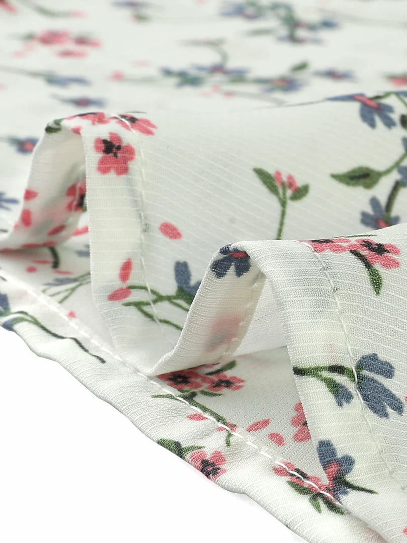 Allegra K Women's Ruffle Short Sleeve Casual Tie Neck Floral Top Blouse 9 Allegra K Women's Ruffle Short Sleeve Casual Tie Neck Floral Top Blouse