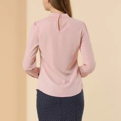 Allegra K Women's Bow Tie Choker Neck Work Offlce Puff Long Sleeve Elegant Blouse 14 Allegra K Women's Bow Tie Choker Neck Work Offlce Puff Long Sleeve Elegant Blouse
