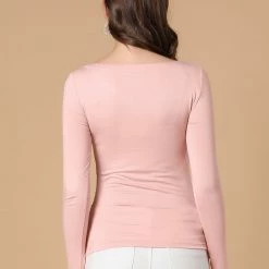 Allegra K Women's 3/4 Sleeve Ruched V Neck Casual Solid Top Blouse