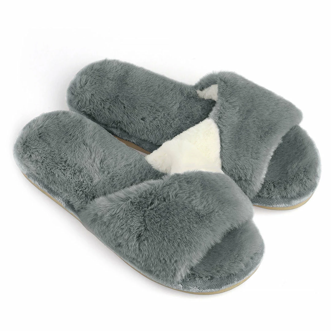 Allegra K Women's Splicing Soft House Shoes Indoor Plush Slides 8 Allegra K Women's Splicing Soft House Shoes Indoor Plush Slides