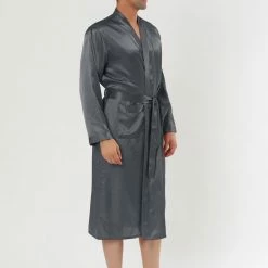 Allegra K Men's Satin Robe Sleep Nightdress Long Sleeve Lounge Sleepwear Pajama Dress Bathrobe 33 Allegra K Men's Satin Robe Sleep Nightdress Long Sleeve Lounge Sleepwear Pajama Dress Bathrobe