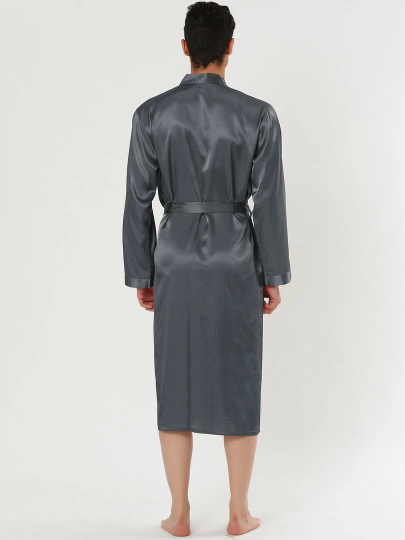 Allegra K Men's Satin Robe Sleep Nightdress Long Sleeve Lounge Sleepwear Pajama Dress Bathrobe 19 Allegra K Men's Satin Robe Sleep Nightdress Long Sleeve Lounge Sleepwear Pajama Dress Bathrobe