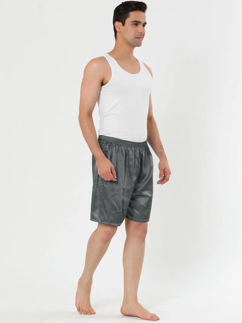 Allegra K Men's Sleepwear Satin Shorts Elastic Waist Lounge Pajama Bottoms 6 Allegra K Men's Sleepwear Satin Shorts Elastic Waist Lounge Pajama Bottoms