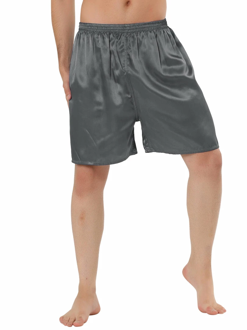Allegra K Men's Sleepwear Satin Shorts Elastic Waist Lounge Pajama Bottoms 4 Allegra K Men's Sleepwear Satin Shorts Elastic Waist Lounge Pajama Bottoms