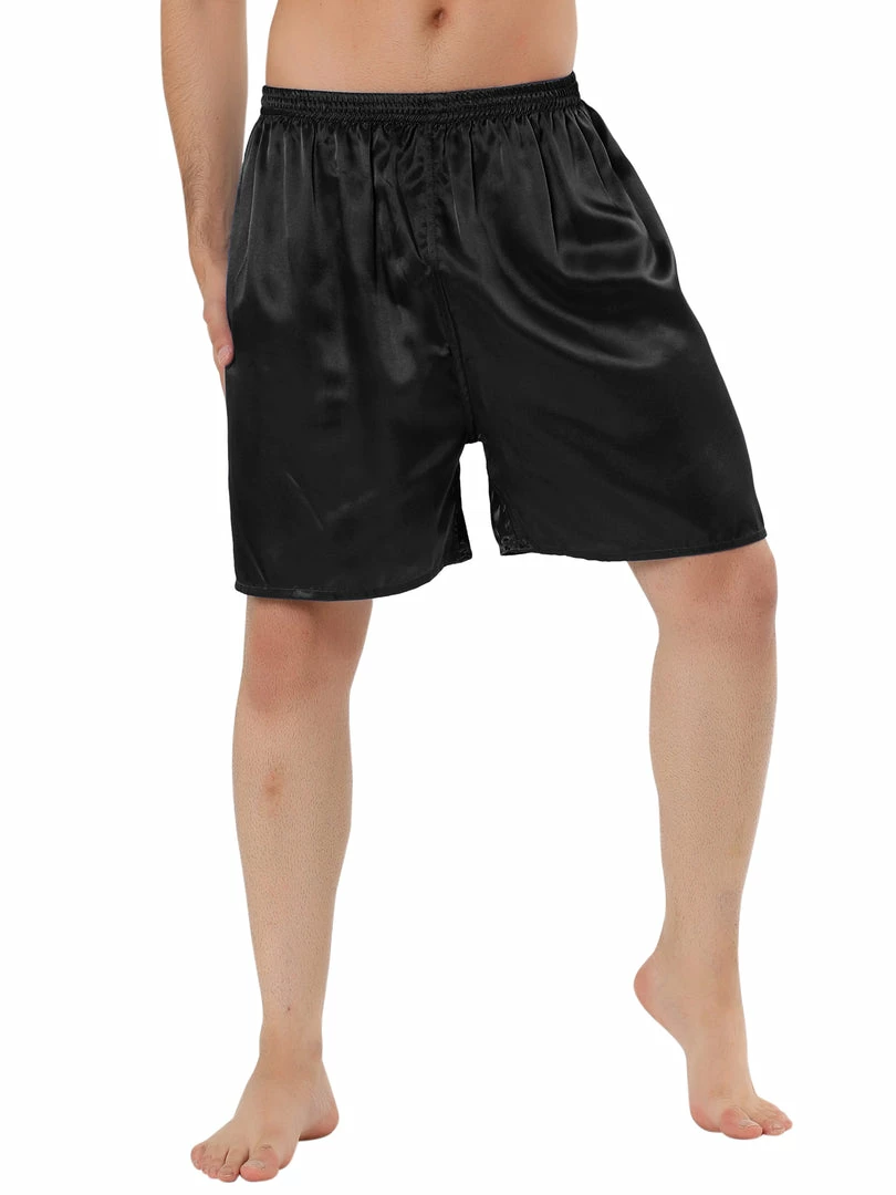 Allegra K Men's Sleepwear Satin Shorts Elastic Waist Lounge Pajama Bottoms 8 Allegra K Men's Sleepwear Satin Shorts Elastic Waist Lounge Pajama Bottoms
