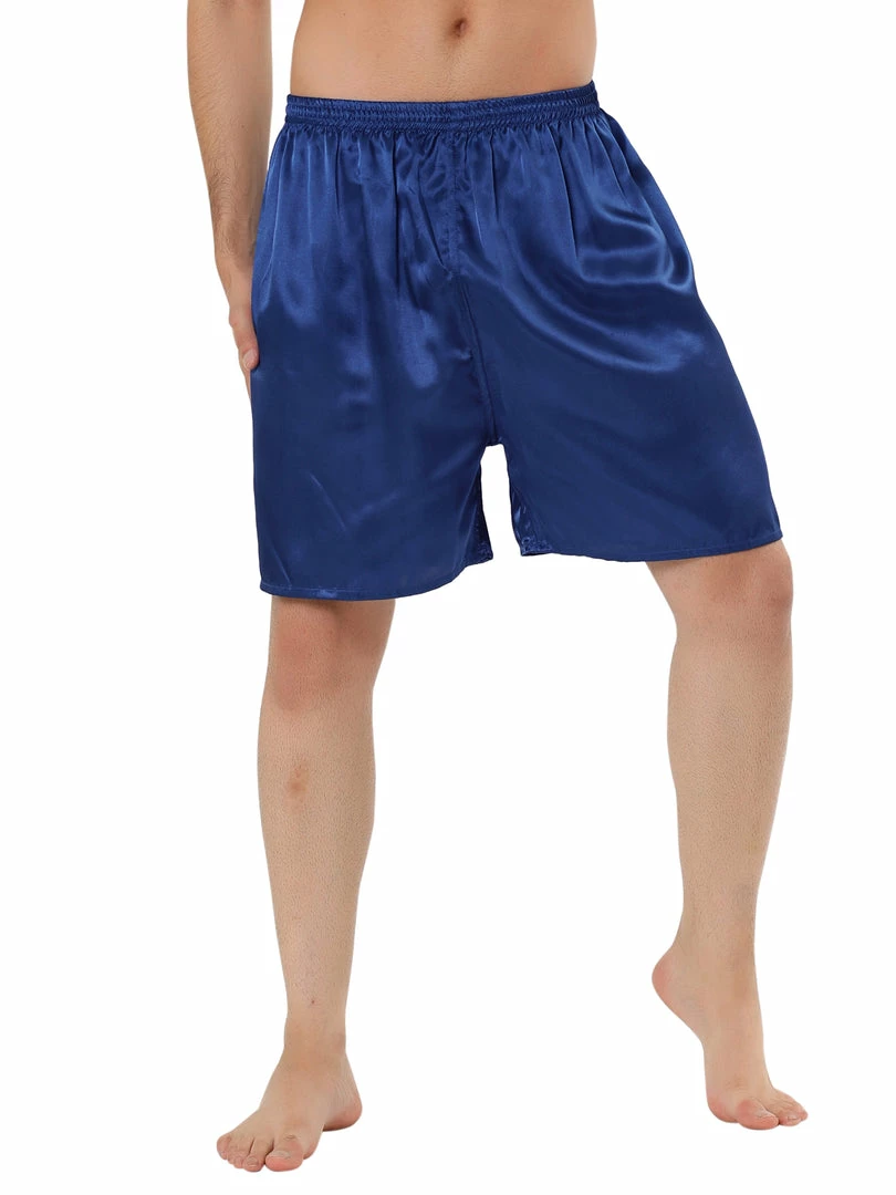 Allegra K Men's Sleepwear Satin Shorts Elastic Waist Lounge Pajama Bottoms 12 Allegra K Men's Sleepwear Satin Shorts Elastic Waist Lounge Pajama Bottoms