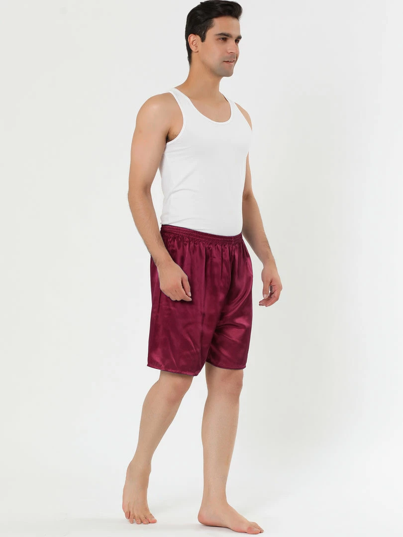 Allegra K Men's Sleepwear Satin Shorts Elastic Waist Lounge Pajama Bottoms 18 Allegra K Men's Sleepwear Satin Shorts Elastic Waist Lounge Pajama Bottoms