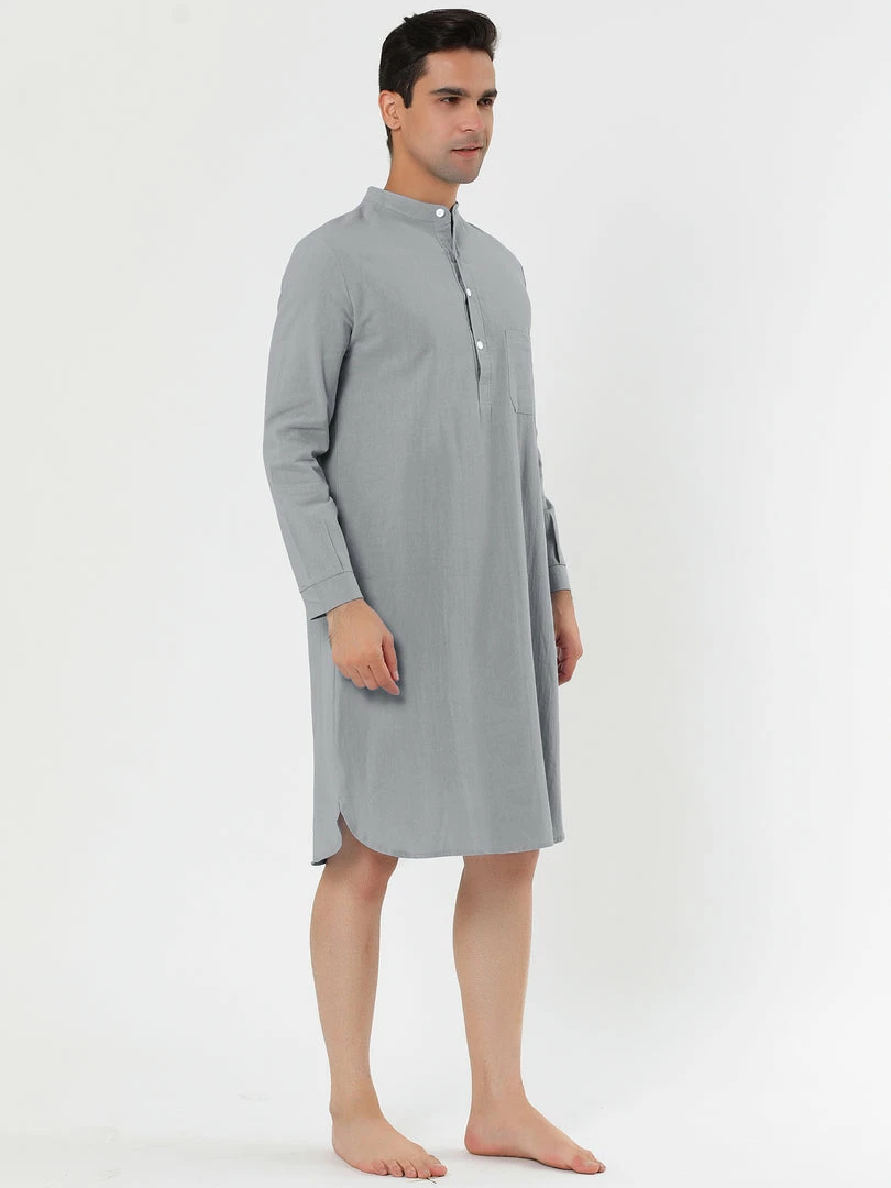 Allegra K Men's Nightshirt Sleep Shirt Banded Collar Henley Shirt Pajamas Nightgown 9 Allegra K Men's Nightshirt Sleep Shirt Banded Collar Henley Shirt Pajamas Nightgown