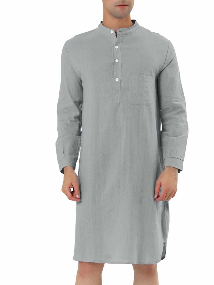 Allegra K Men's Nightshirt Sleep Shirt Banded Collar Henley Shirt Pajamas Nightgown 8 Allegra K Men's Nightshirt Sleep Shirt Banded Collar Henley Shirt Pajamas Nightgown