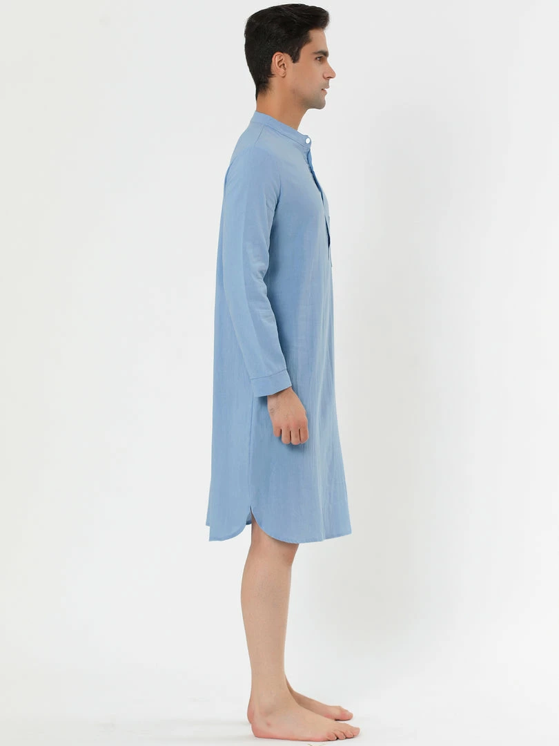 Allegra K Men's Nightshirt Sleep Shirt Banded Collar Henley Shirt Pajamas Nightgown 6 Allegra K Men's Nightshirt Sleep Shirt Banded Collar Henley Shirt Pajamas Nightgown