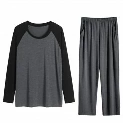 Allegra K Men's Sleepwear Set Raglan Sleeve And Bottoms Lounge Pajama Suit