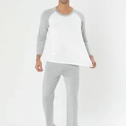 Allegra K Men's Sleepwear Set Raglan Sleeve And Bottoms Lounge Pajama Suit