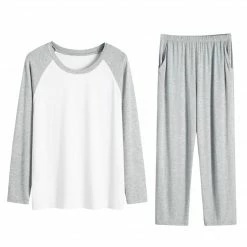 Allegra K Men's Sleepwear Set Raglan Sleeve And Bottoms Lounge Pajama Suit