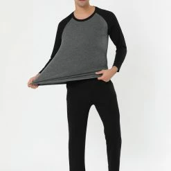 Allegra K Men's Sleepwear Set Raglan Sleeve And Bottoms Lounge Pajama Suit