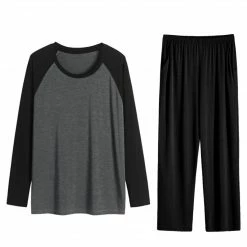 Allegra K Men's Sleepwear Set Raglan Sleeve And Bottoms Lounge Pajama Suit