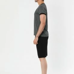 Allegra K Men's Sleepwear Set V-Neck Short Sleeve And Shorts Lounge Pajama Set Suit