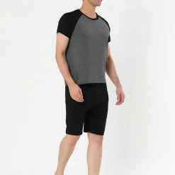 Allegra K Men's Summer Raglan Short Sleeve Shirt And Shorts Lounge Pajama Set