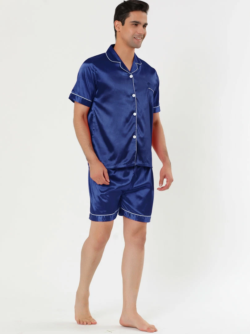 Allegra K Men's Nightwear Short Sleeve Top And Pants Summer Sleepwears Satin Pajama Sets 25 Allegra K Men's Nightwear Short Sleeve Top And Pants Summer Sleepwears Satin Pajama Sets