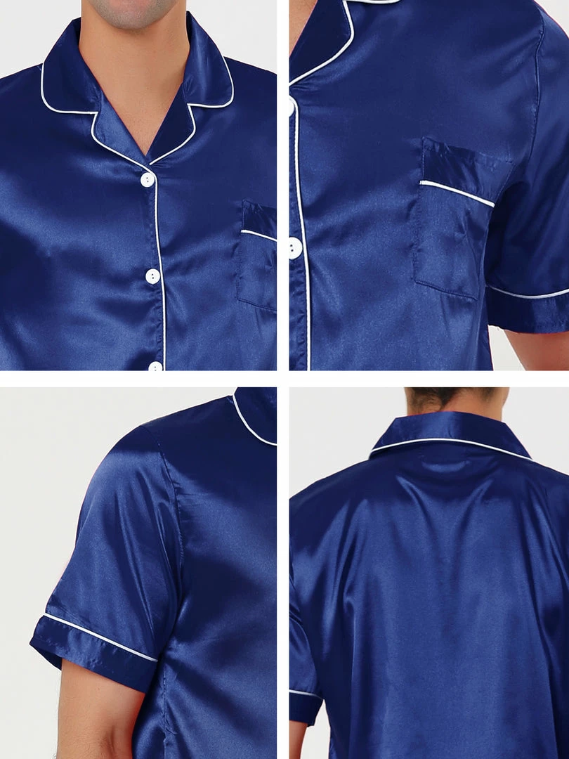 Allegra K Men's Nightwear Short Sleeve Top And Pants Summer Sleepwears Satin Pajama Sets 28 Allegra K Men's Nightwear Short Sleeve Top And Pants Summer Sleepwears Satin Pajama Sets