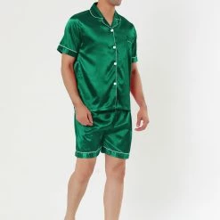 Allegra K Men's Nightwear Short Sleeve Top And Pants Summer Sleepwears Satin Pajama Sets 50 Allegra K Men's Nightwear Short Sleeve Top And Pants Summer Sleepwears Satin Pajama Sets