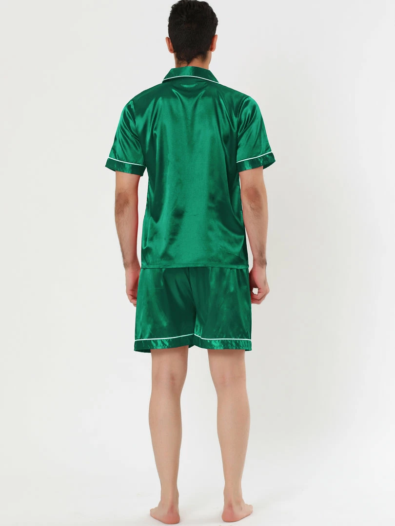 Allegra K Men's Nightwear Short Sleeve Top And Pants Summer Sleepwears Satin Pajama Sets 22 Allegra K Men's Nightwear Short Sleeve Top And Pants Summer Sleepwears Satin Pajama Sets