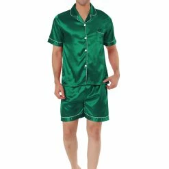 Allegra K Men's Nightwear Short Sleeve Top And Pants Summer Sleepwears Satin Pajama Sets 49 Allegra K Men's Nightwear Short Sleeve Top And Pants Summer Sleepwears Satin Pajama Sets
