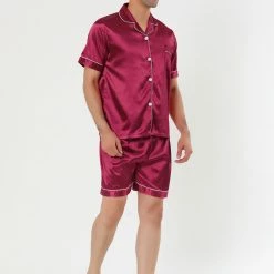 Allegra K Men's Nightwear Short Sleeve Top And Pants Summer Sleepwears Satin Pajama Sets 45 Allegra K Men's Nightwear Short Sleeve Top And Pants Summer Sleepwears Satin Pajama Sets