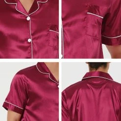 Allegra K Men's Nightwear Short Sleeve Top And Pants Summer Sleepwears Satin Pajama Sets 48 Allegra K Men's Nightwear Short Sleeve Top And Pants Summer Sleepwears Satin Pajama Sets