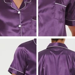 Allegra K Men's Nightwear Short Sleeve Top And Pants Summer Sleepwears Satin Pajama Sets 43 Allegra K Men's Nightwear Short Sleeve Top And Pants Summer Sleepwears Satin Pajama Sets